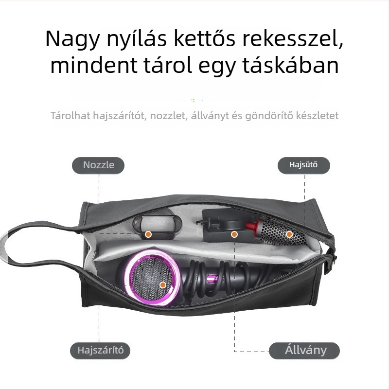 Hajszárító tároló táska - Dyson-kompatibilis, PU anyag, kézitáska stílus, sokoldalú, utazáshoz