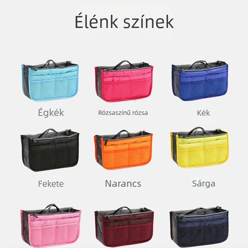 Kozmetikai táska, modell 111, kocka alakú, poliészter, dupla cipzárral, többfunkciós utazáshoz