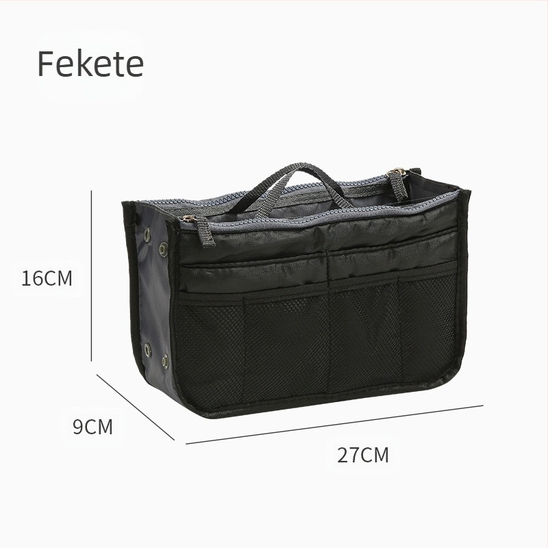 Kozmetikai táska, modell 111, kocka alakú, poliészter, dupla cipzárral, többfunkciós utazáshoz