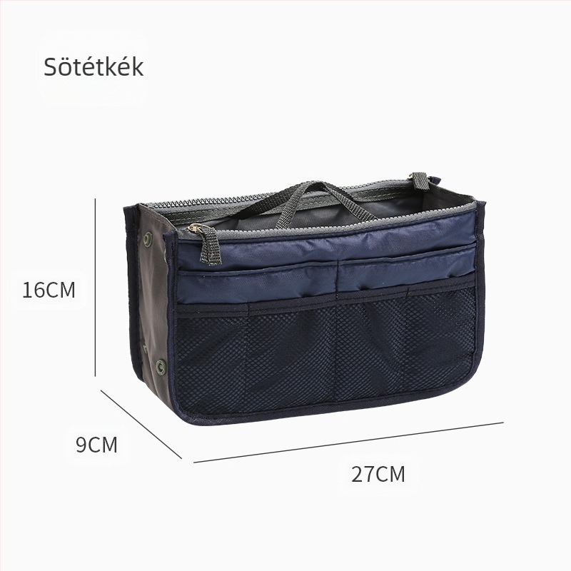 Kozmetikai táska, modell 111, kocka alakú, poliészter, dupla cipzárral, többfunkciós utazáshoz