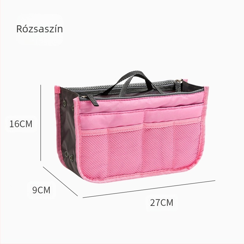 Kozmetikai táska, modell 111, kocka alakú, poliészter, dupla cipzárral, többfunkciós utazáshoz