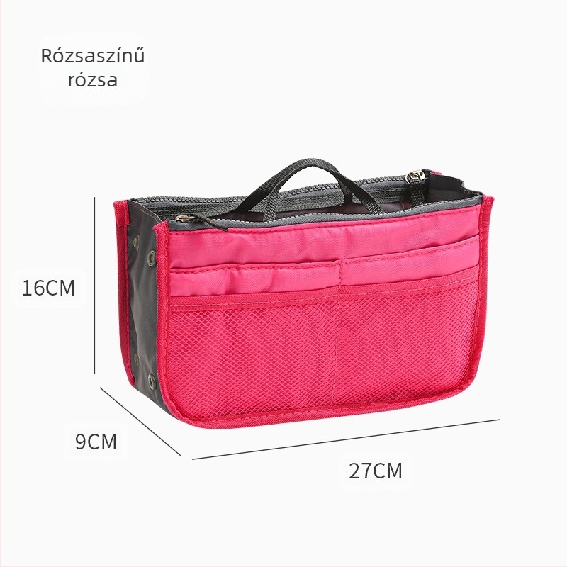 Kozmetikai táska, modell 111, kocka alakú, poliészter, dupla cipzárral, többfunkciós utazáshoz