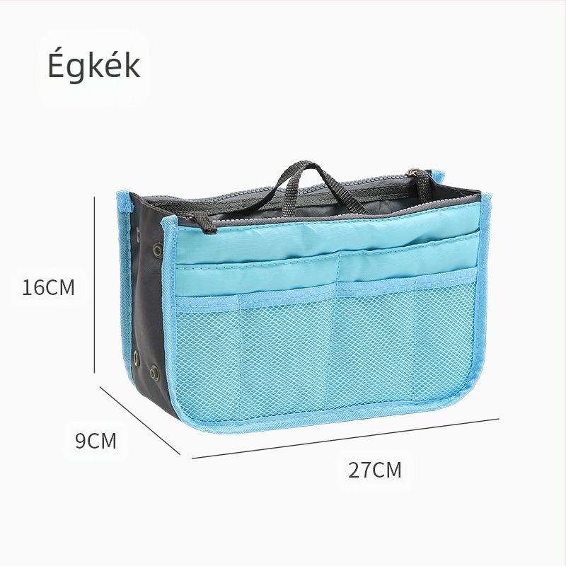 Kozmetikai táska, modell 111, kocka alakú, poliészter, dupla cipzárral, többfunkciós utazáshoz