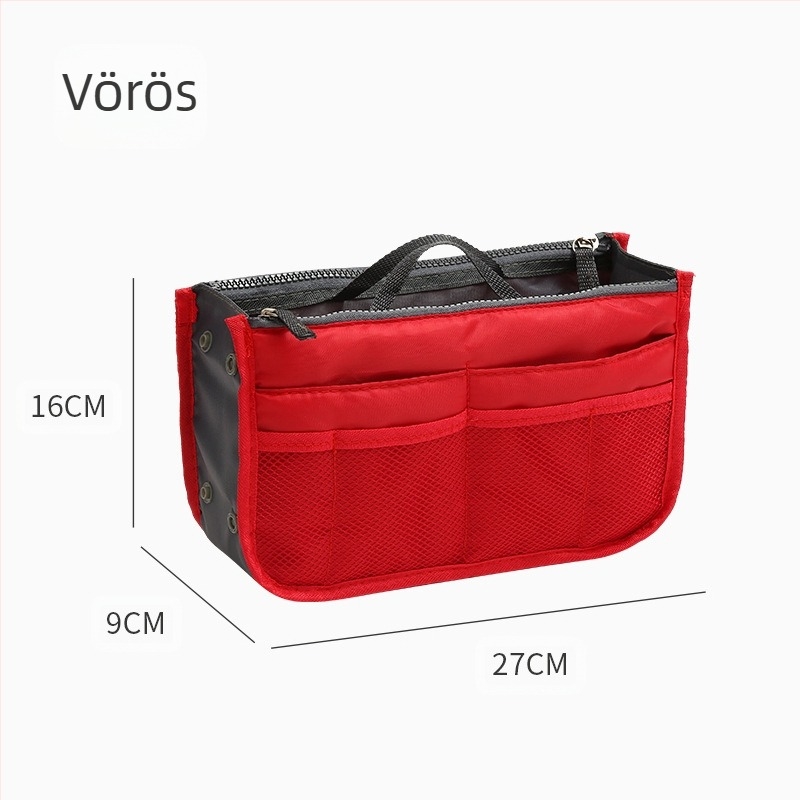 Kozmetikai táska, modell 111, kocka alakú, poliészter, dupla cipzárral, többfunkciós utazáshoz