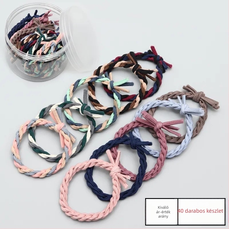 Hajkiegészítő - csomózott hajkötél, vegyes anyagok, kézzel készített, természetes stílus