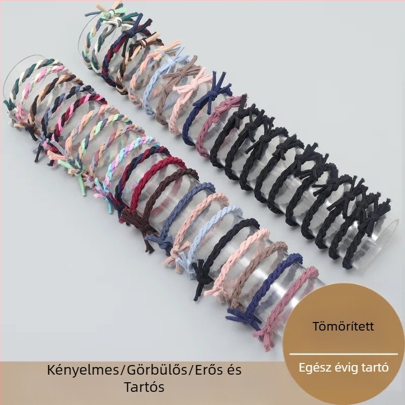 Hajkiegészítő - csomózott hajkötél, vegyes anyagok, kézzel készített, természetes stílus