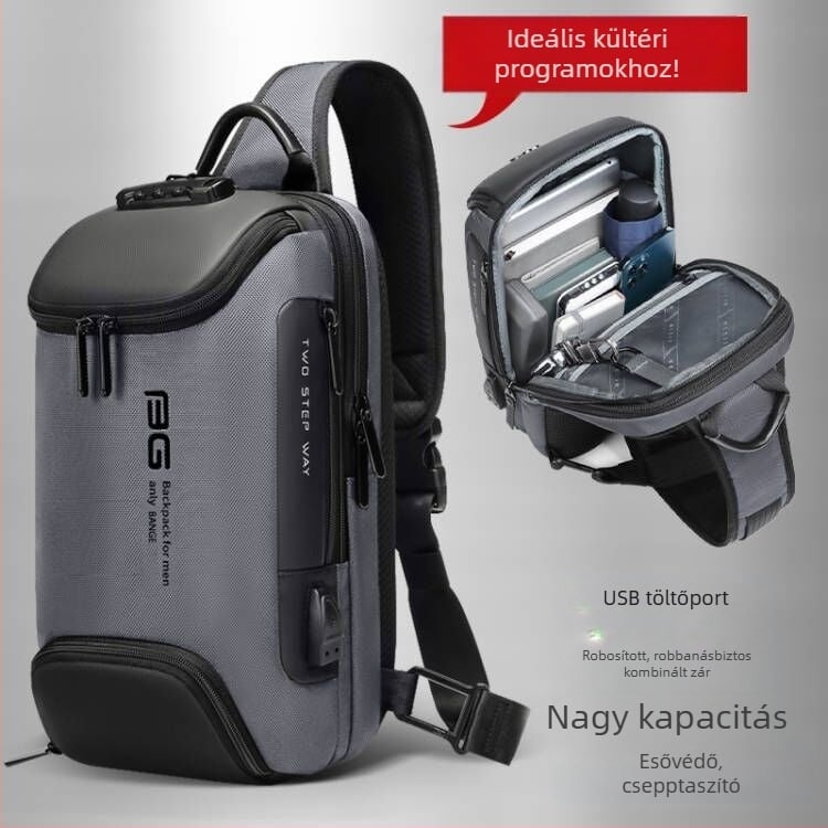 Férfi crossbody táska, vízálló, lopás elleni jelszós zár, Oxford anyag, modell ML7082