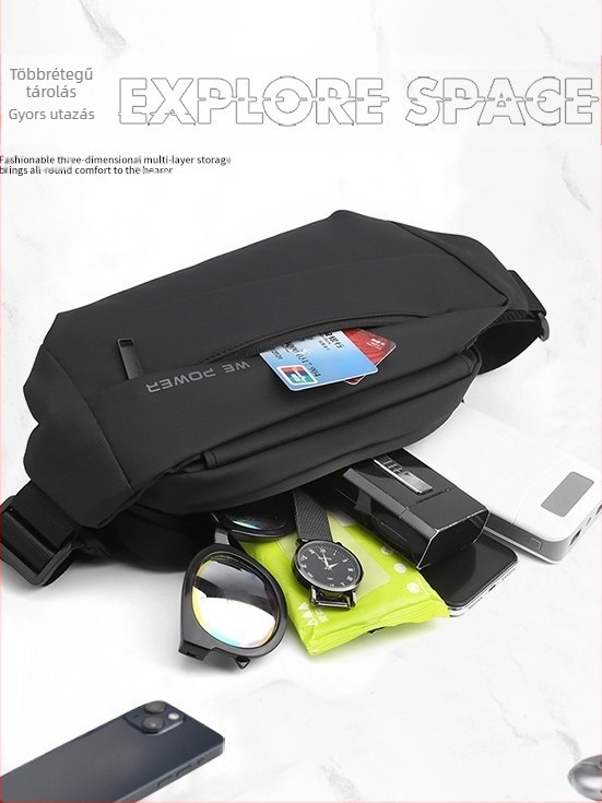 Férfi keresztpántos táska, Nylon, városi egyszerű stílus, kopásálló, poliészter bélés, nyár 2024