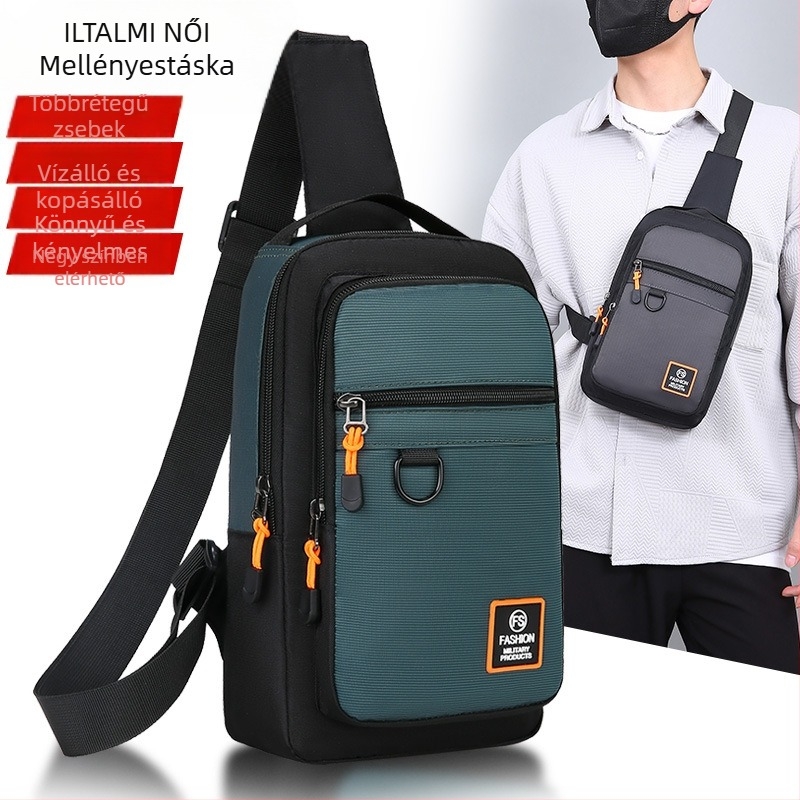 Férfi mellkas táska, utcai stílus, Oxford anyag, lélegző, vízálló, ultra-könnyű, lopás elleni védelem, TOTAI