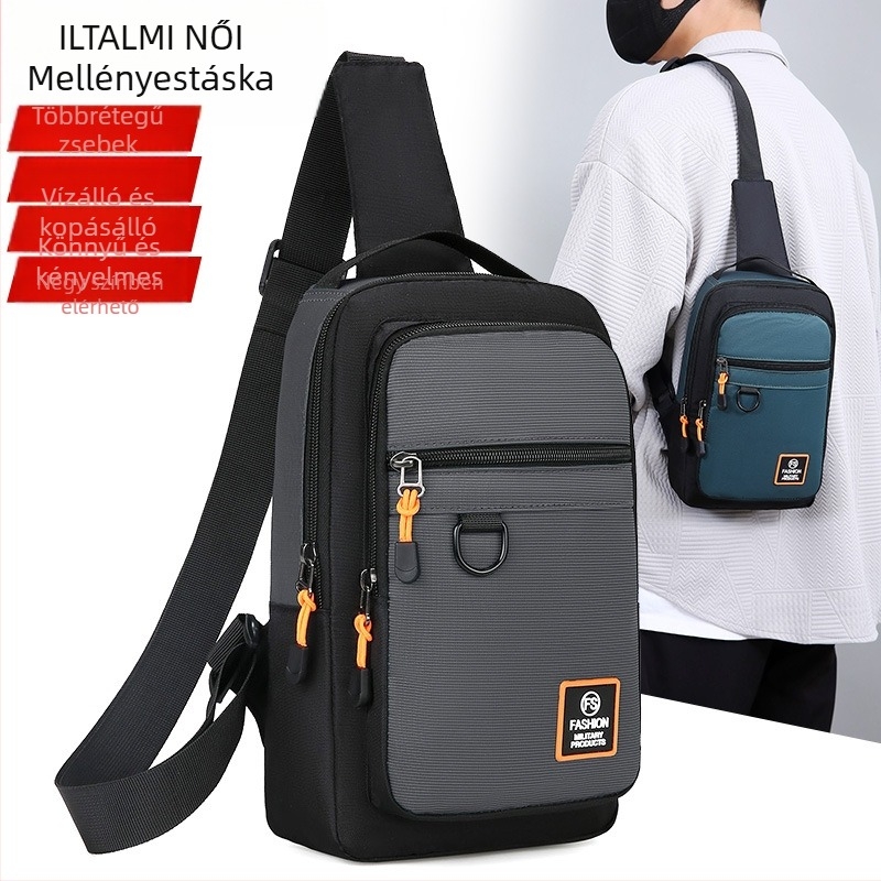 Férfi mellkas táska, utcai stílus, Oxford anyag, lélegző, vízálló, ultra-könnyű, lopás elleni védelem, TOTAI