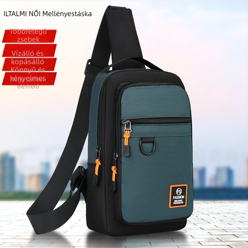 Férfi mellkas táska, utcai stílus, Oxford anyag, lélegző, vízálló, ultra-könnyű, lopás elleni védelem, TOTAI