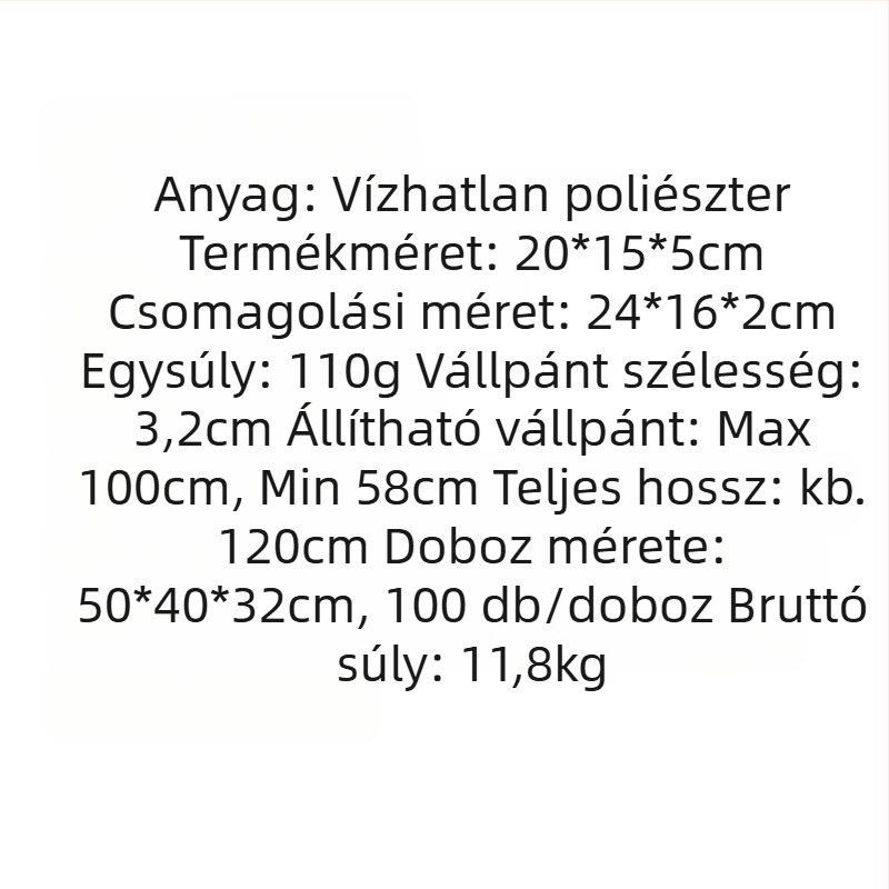 LLVANG Nylon deréktáska, vízálló, ultra könnyű, lopásbiztos, ütésálló, szabadtéri sportokra