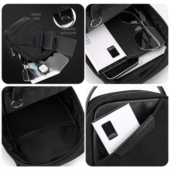 Férfi keresztpántos táska - Nylon, lélegző, poliészter bélés, egyszínű dizájn, mindennapi használat