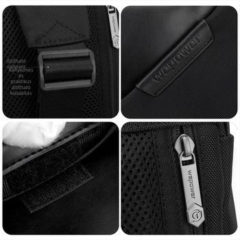 Férfi keresztpántos táska - Nylon, lélegző, poliészter bélés, egyszínű dizájn, mindennapi használat