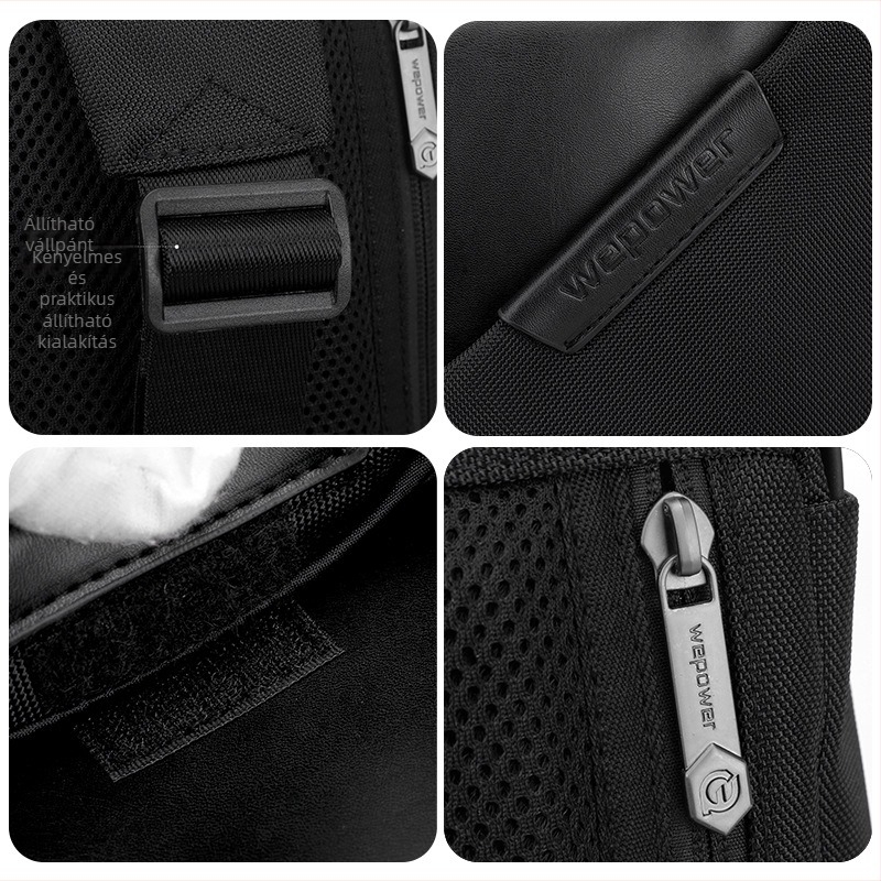 Férfi keresztpántos táska - Nylon, lélegző, poliészter bélés, egyszínű dizájn, mindennapi használat