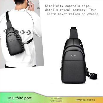 Férfi keresztpántos mellény táska – vízálló, kopásálló, anti-vágó, PU bőr, bővíthető kapacitás