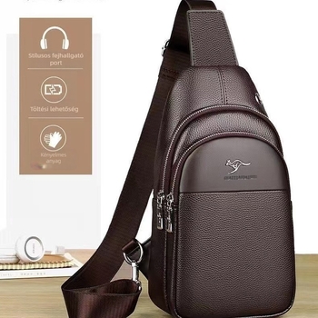 Férfi keresztpántos mellény táska – vízálló, kopásálló, anti-vágó, PU bőr, bővíthető kapacitás