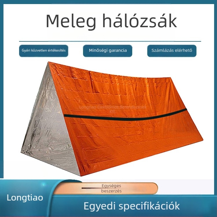 Longxuan Túrázáshoz és túléléshez szükséges vészhelyzeti hálzsák – Meleg hálzsák PE alumínium fóliával | Modell: Warm sleeping bag | Anyag: PE alumínium fólia | Alkalmazási terület: Kemping