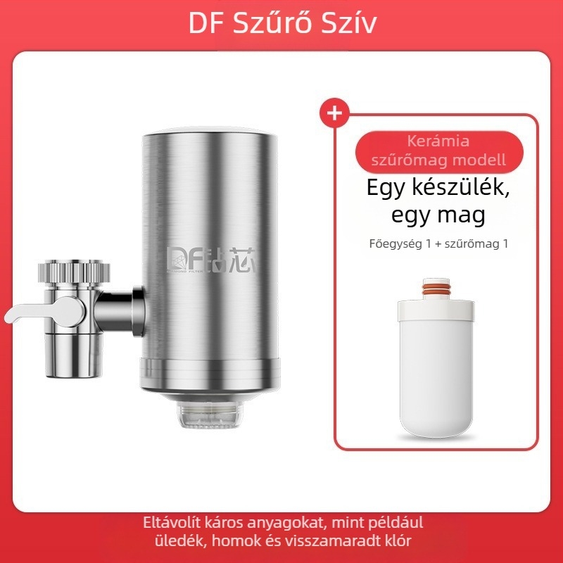 Előre szerelhető rozsdamentes acél víztisztító csaptelephez – cserélhető és mosható kerámia szűrővel; ultrafiltrációs membrán, 1. szintű szűrés, 0–38°C, víznyomás 0.1–0.4 MPa, 1000 L/nap
