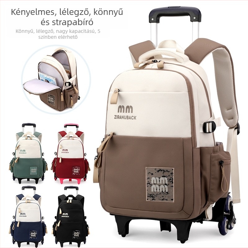 Natural Fish gyermekeknek készült gurulós iskolatáska – kettős használat, poliészter anyag, kopásálló, lopás elleni védelem, bővíthető