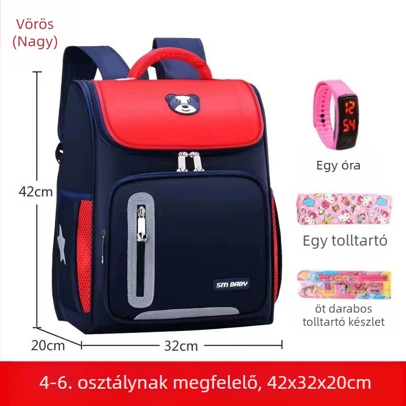 Gyerekeknek készült iskolai hátizsák K5000, Oxford anyag, légáteresztő, vízálló és kopásálló, terheléscsökkentő kialakítás, görbített vállpántok, általános iskolások számára