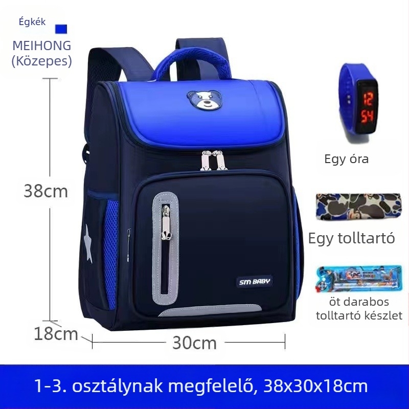 Gyerekeknek készült iskolai hátizsák K5000, Oxford anyag, légáteresztő, vízálló és kopásálló, terheléscsökkentő kialakítás, görbített vállpántok, általános iskolások számára
