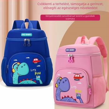 Óvodai hátizsák dínó-karikatúra mintával, uniszex, Oxford anyag, könnyű, görbült vállpántok, nylon bélés