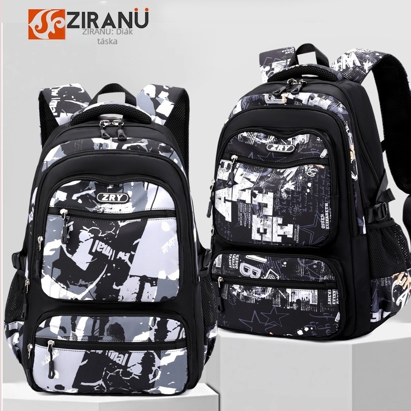 Natural Fish Iskola- és utazó hátizsák, vízálló Oxford anyag, 20–35 L kapacitás, légpárnás vállpántok