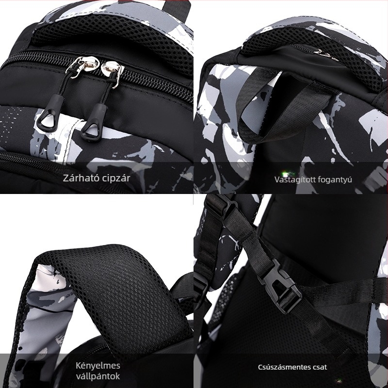 Natural Fish Iskola- és utazó hátizsák, vízálló Oxford anyag, 20–35 L kapacitás, légpárnás vállpántok