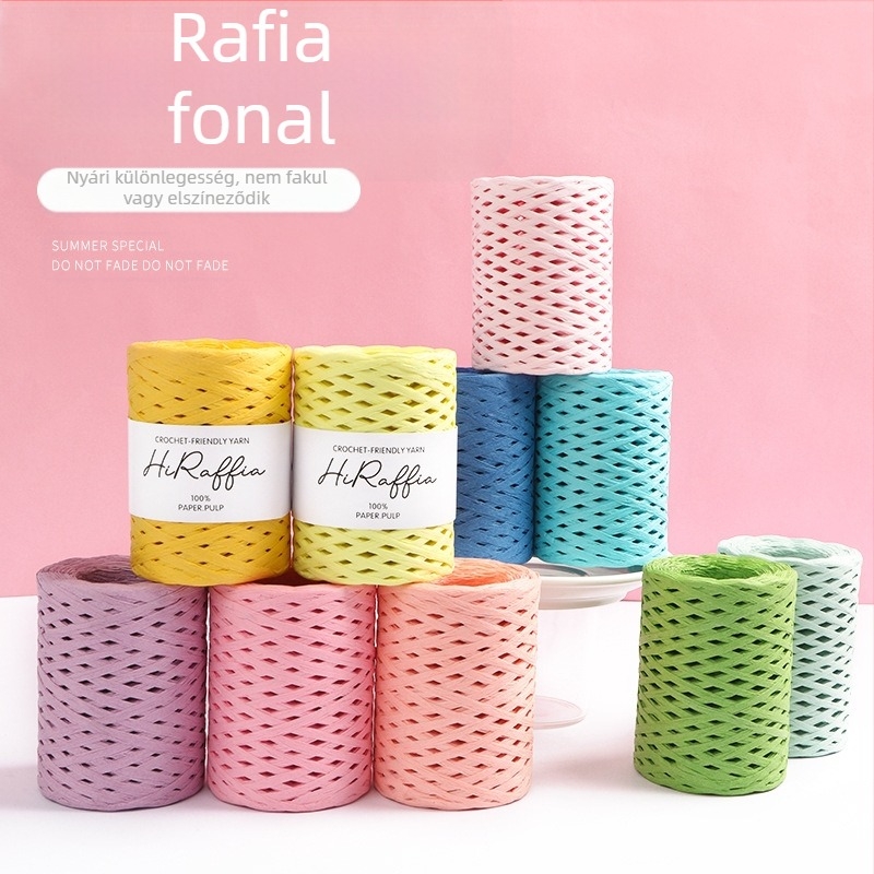 Pamut raffia csőfonal — gyűrűs fonás, márka hiraffia (alias: hiraffia cheer)