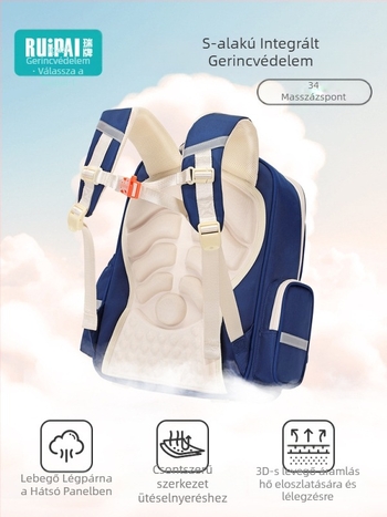 Általános iskolai hátizsák, uniszex, 1-2. osztály, poliészter, terheléscsökkentés, ívelt vállpántok