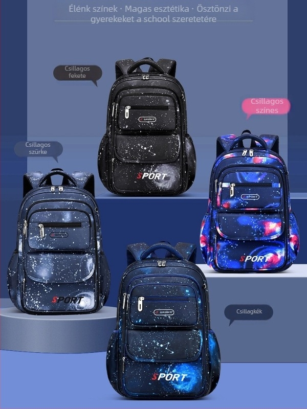 Iskolai hátizsák fiúknak, általános iskola 1–6. osztály, nejlon, lélegző, vízálló, ultra könnyű, légpárnás vállpánt