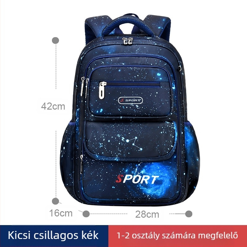 Iskolai hátizsák fiúknak, általános iskola 1–6. osztály, nejlon, lélegző, vízálló, ultra könnyű, légpárnás vállpánt
