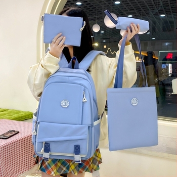 Nylonból készült uniszex iskolai hátizsák 5–6. osztálynak, görbült vállpánttal és gerincvédővel