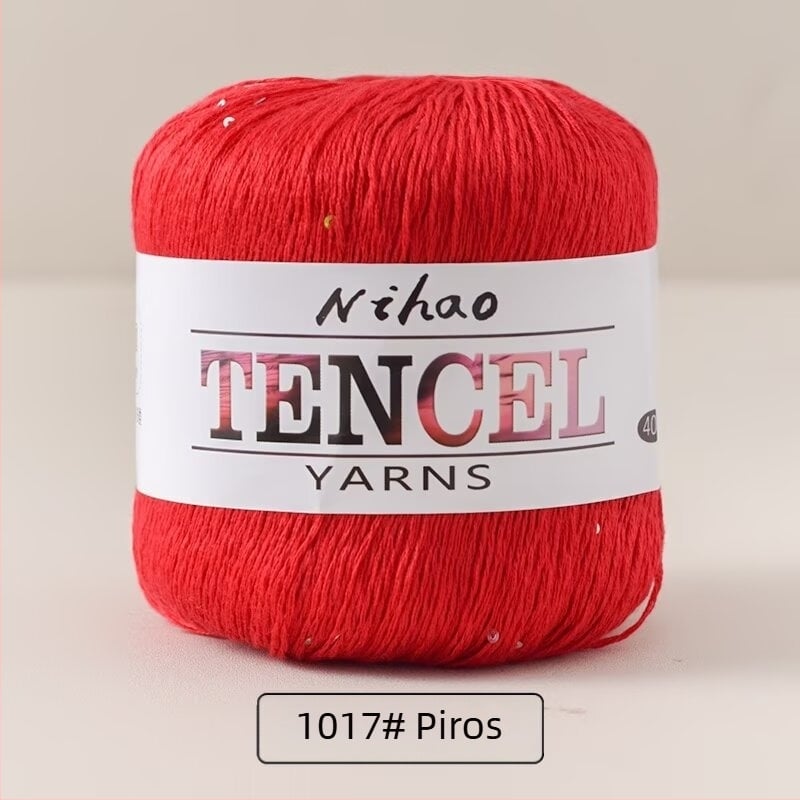 Kézi kötéshez való fonal – Tencel Sequin Lace szál, gyűrűs fonás, csomagos fonal, Mu Pai