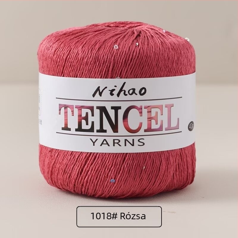 Kézi kötéshez való fonal – Tencel Sequin Lace szál, gyűrűs fonás, csomagos fonal, Mu Pai