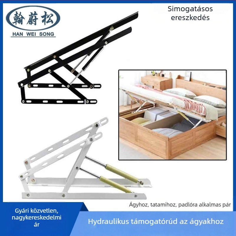 Ágyemelő hidraulikus rúd – vasból, modell QF4001, ágy/tatami/padló használatra, modern minimalista stílus, sztancolás
