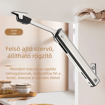 Elf modellű felnyíló szekrényajtó hidraulikus rúd; anyag: hidegen hengerelt acél; elektroplakolt felületi kezelés; világos luxus stílus; Yankailong Hardware