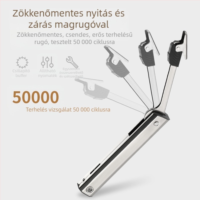 Elf modellű felnyíló szekrényajtó hidraulikus rúd; anyag: hidegen hengerelt acél; elektroplakolt felületi kezelés; világos luxus stílus; Yankailong Hardware