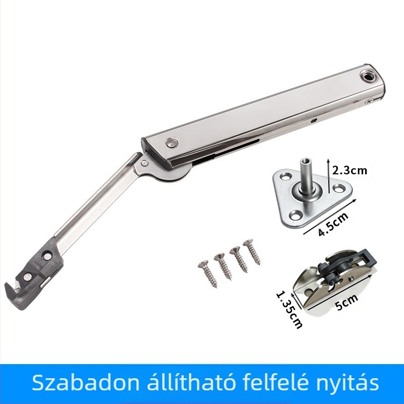 Elf modellű felnyíló szekrényajtó hidraulikus rúd; anyag: hidegen hengerelt acél; elektroplakolt felületi kezelés; világos luxus stílus; Yankailong Hardware