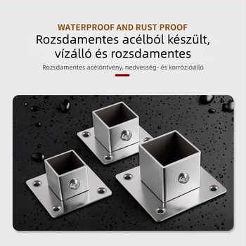 Négyzet alakú flanx alapcső tartó oldalrögzítéshez, rozsdamentes acél 201, felület: szálcsiszolt, modern minimalist dizájn
