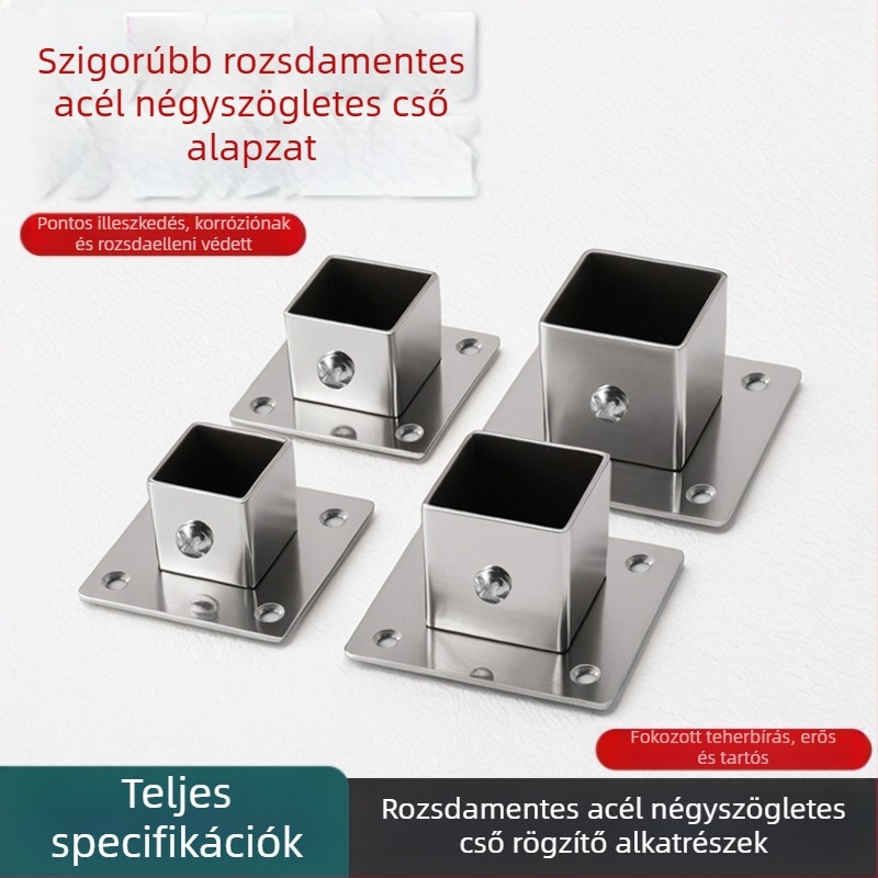 Négyzet alakú flanx alapcső tartó oldalrögzítéshez, rozsdamentes acél 201, felület: szálcsiszolt, modern minimalist dizájn