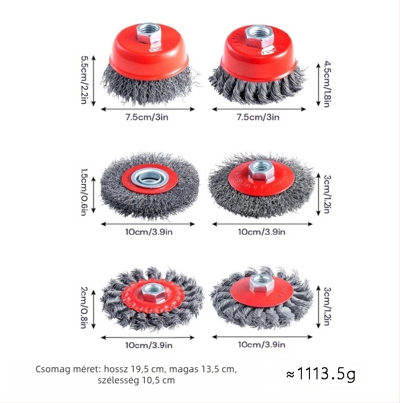 Nine Horses tál alakú csavart huzalos kerék készlet, 4 db, magas széntartalmú acél, 8500 RPM, rozsda eltávolítás és polírozás fém- és nemfém felületeken