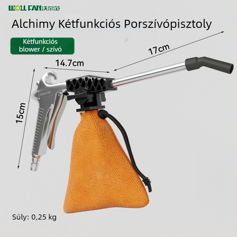 Alumíniumötvözetből készült kettős funkciójú pneumatikus porfújó–szívó pisztoly — ipari, magasnyomású, forgó