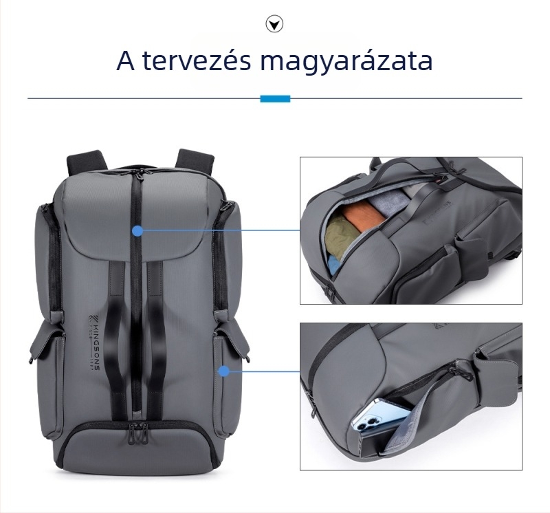 Uniszex technikai divat hátizsák mindennapi használatra, poliészter, bővíthető kapacitás 20-35 L, kompatibil 15 hüvelykes laptophoz