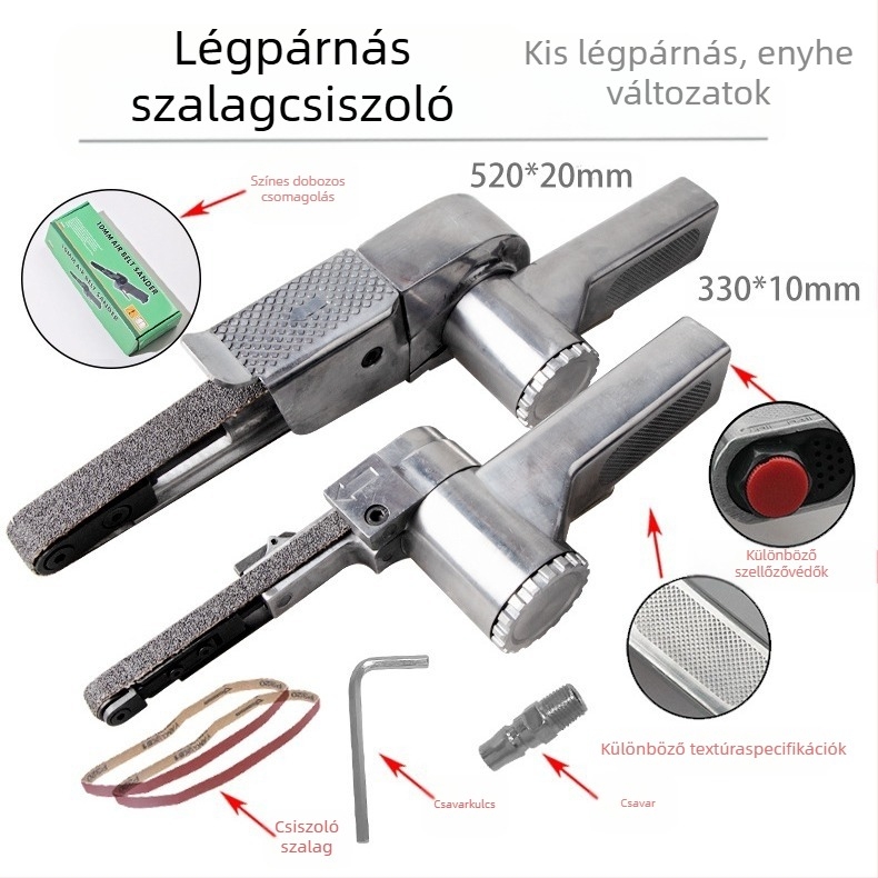 Ipari szintű pneumatikus szalagcsiszoló szögfejjel, 350 mm hosszú, Dzt/Dongzhe