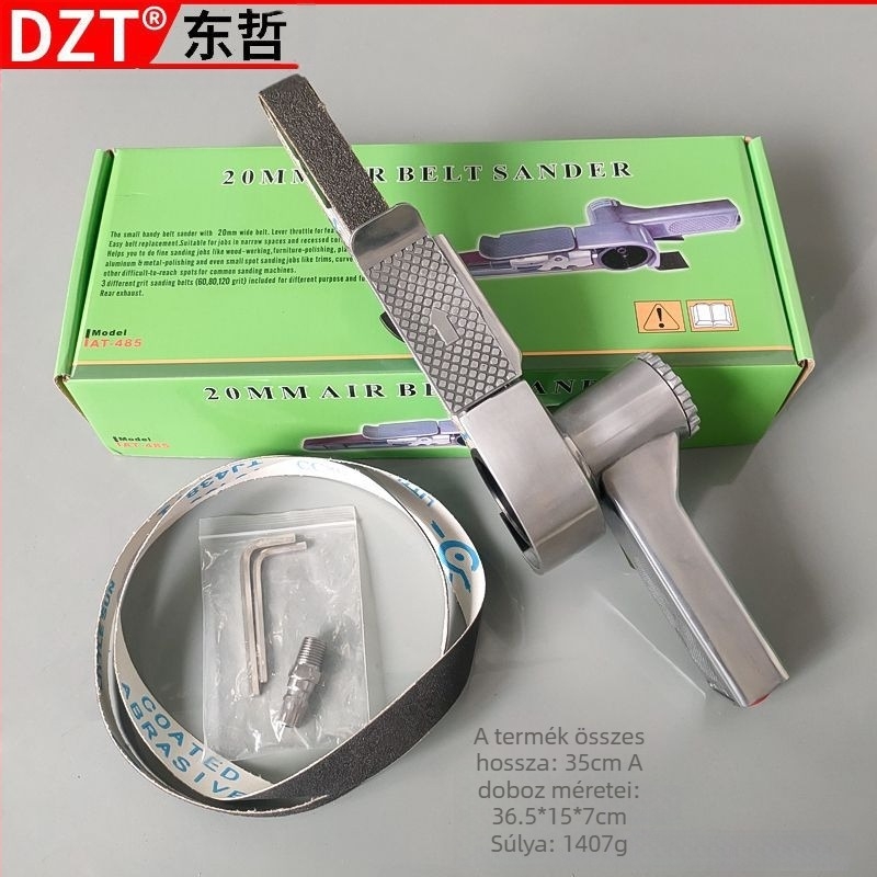 Ipari szintű pneumatikus szalagcsiszoló szögfejjel, 350 mm hosszú, Dzt/Dongzhe