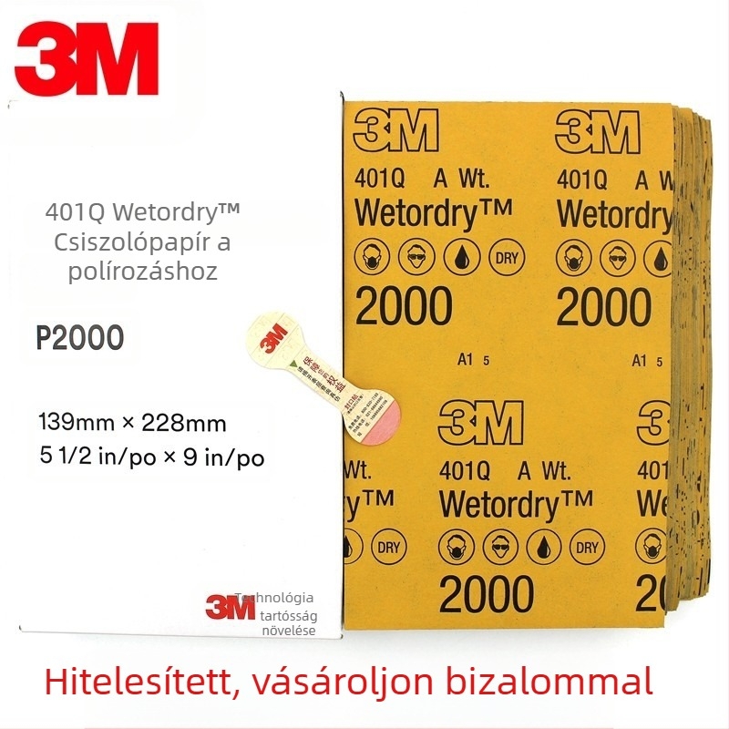 3M nedves csiszolópapír, 2000 mesh, 1500 grit, autófesték karcolások polírozásához
