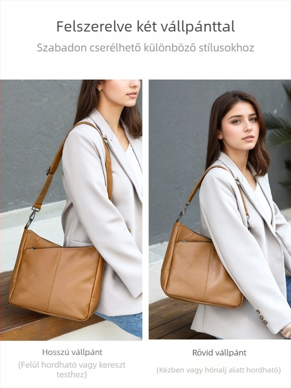 Valódi bőr keresztbody táska, kis négyzetes formájú, első réteg marhabőrből, dupla vállpánt, cipzáras zseb