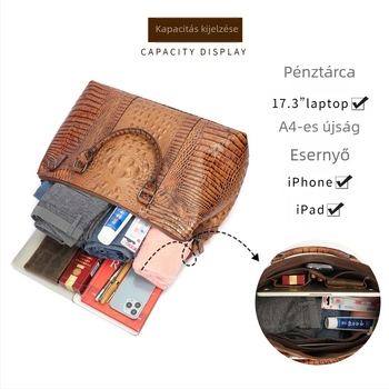 NIUCUNZH Utazó Duffel Táska — Kapacitás 20–35 L, Felső réteg marhabőrből, krokodil mintázat, Vízálló és kopásálló, Modell 4020, Uniszex